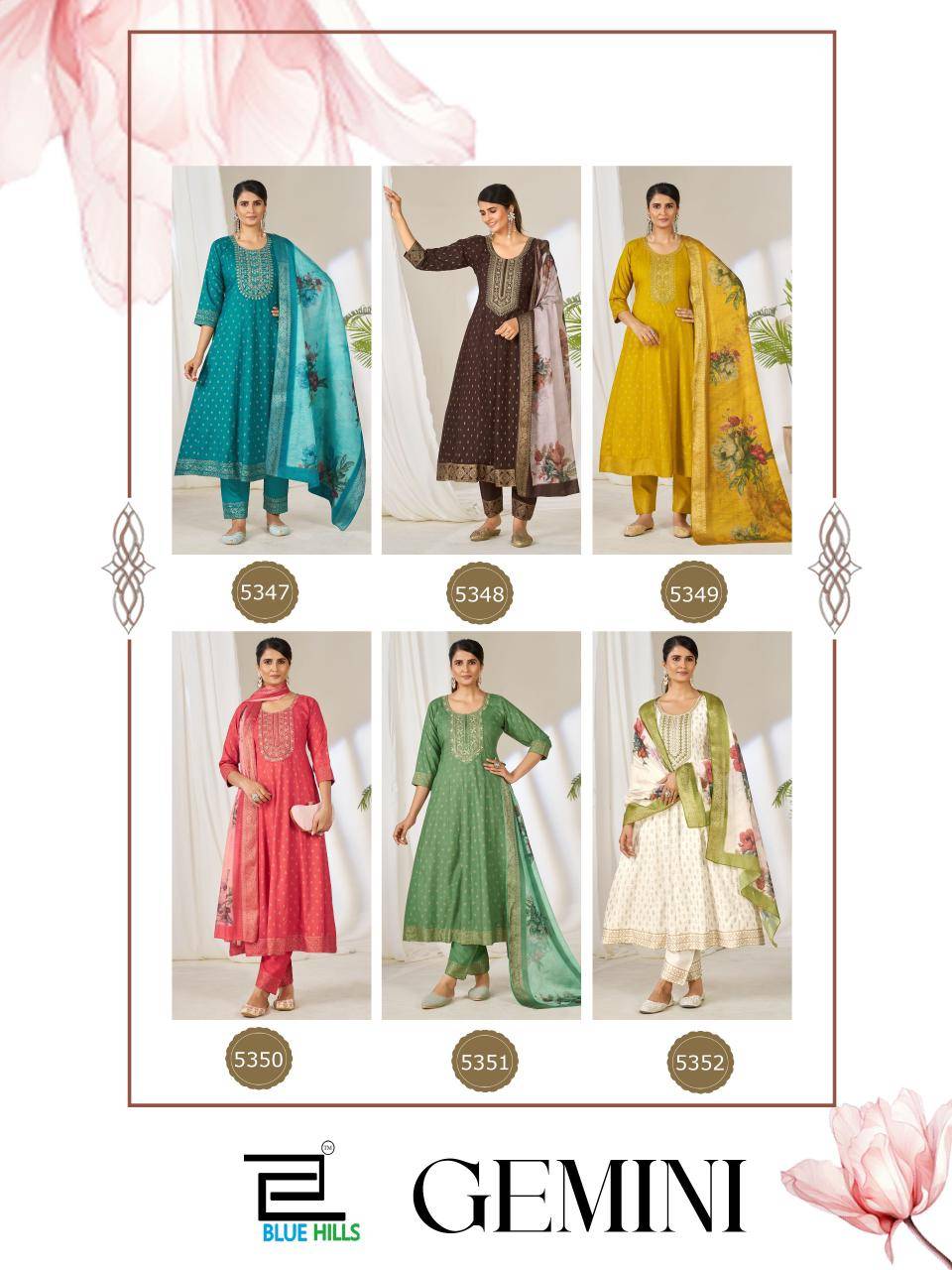 GEMINI By BLUE HILLS 5347 TO 5352 Beautiful Festive Suits Stylish Colorful Fancy Casual Wear & Ethnic Wear Rayon 14kg Dresses At Wholesale Price